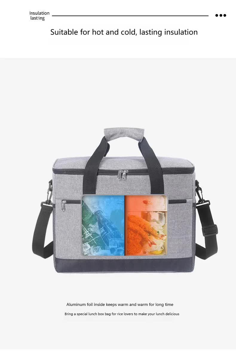 Large 30L Insulated Cooler Bag - Leakproof Thermal Lunch Tote with Shoulder Strap - Heavy Duty Beige Picnic V888-ELOSUNG41718