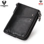 Genuine Leather Mens Wallet Double Zipper - RFID Blocking Bifold Card Holder with Coin Pocket - Black Gift V888-ELOSUNG41732