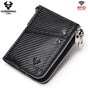 Carbon Fiber Texture Leather Mens Wallet - RFID Blocking Double Zipper Bifold - Vertical Card Holder with V888-ELOSUNG41741