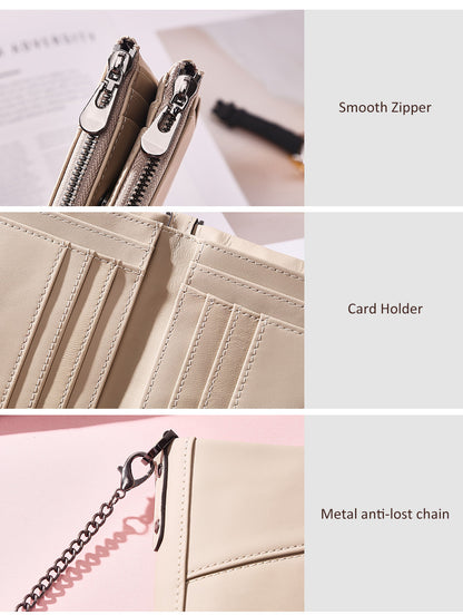 Carbon Fiber Texture Leather Mens Wallet - RFID Blocking Double Zipper Bifold - Vertical Card Holder with V888-ELOSUNG41741