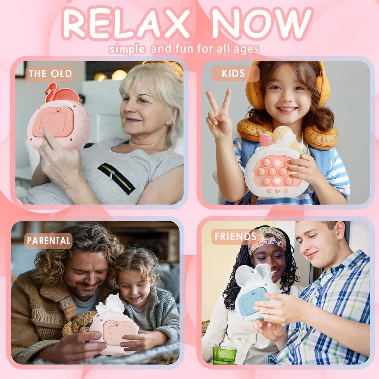 Electronic Fast Push Pop Game - Flamingo Fidget Console with Lights & Sound - 4 Modes Memory & Speed V888-ELOSUNG41743