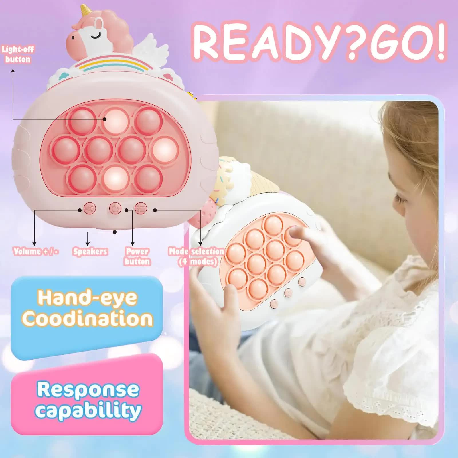 Electronic Fast Push Pop Game - Astronaut Space Edition Fidget Console with Lights & Sound - 4 Modes Memory & V888-ELOSUNG41744