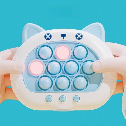 Electronic Fast Push Pop Game - Blue Cat Fidget Console with Lights & Sound - 4 Modes Memory & Speed V888-ELOSUNG41747