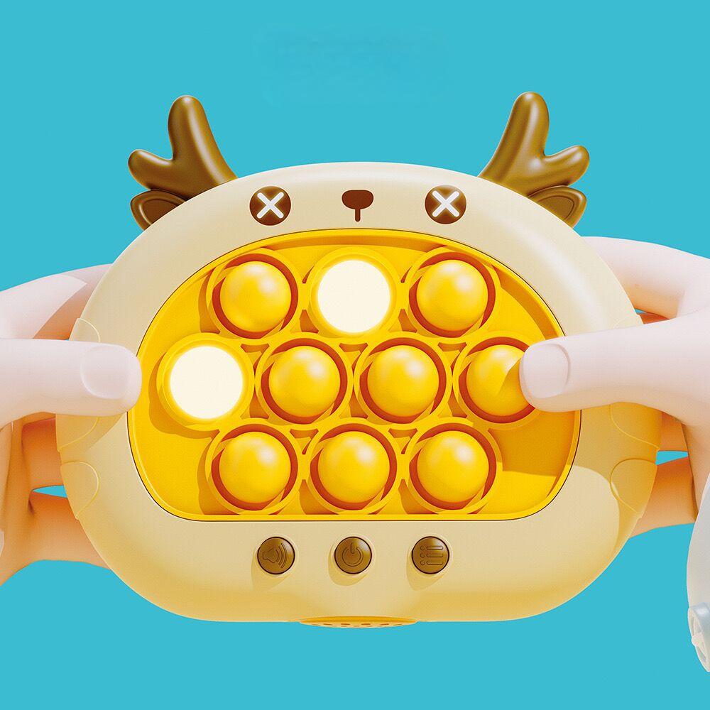 Electronic Fast Push Pop Game - Brown Deer Fidget Console with Lights & Sound - 4 Modes Memory & Speed V888-ELOSUNG41748