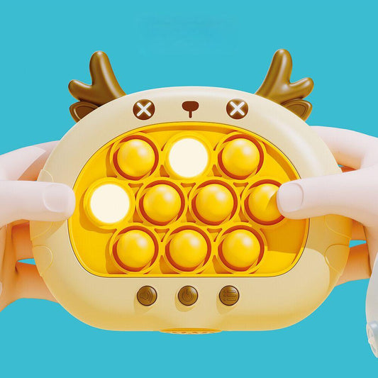 Electronic Fast Push Pop Game - Brown Deer Fidget Console with Lights & Sound - 4 Modes Memory & Speed V888-ELOSUNG41748