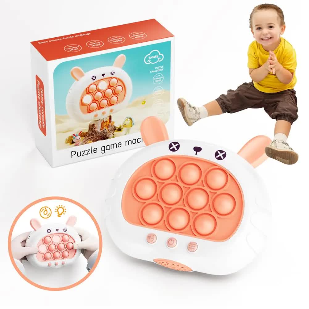 Electronic Fast Push Pop Game - Brown Deer Fidget Console with Lights & Sound - 4 Modes Memory & Speed V888-ELOSUNG41748