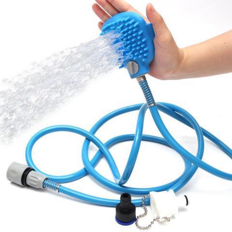 2-in-1 Pet Bathing Tool & Massager - Handheld Silicone Shower Sprayer Scrubber for Dogs & Cats - 2.2m Hose V888-ELOSUNG41749
