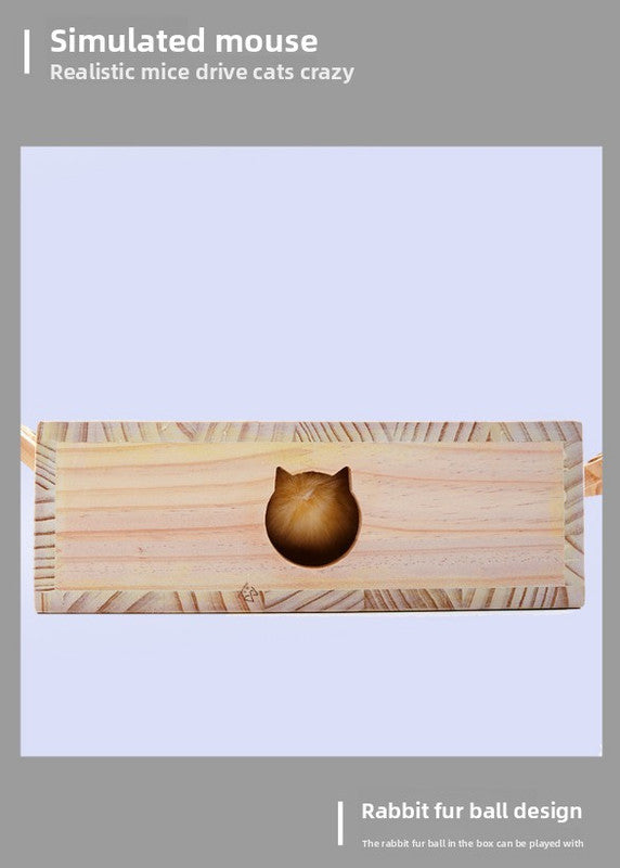 Interactive Wooden Cat Toy Whack-A-Mole Box - Solid Pine Cloud Puzzle with Pop-Up Cartoon Figures - Mental V888-ELOSUNG41751