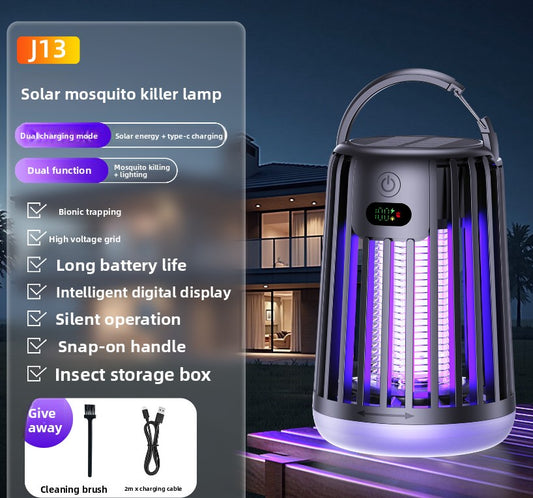 Solar Bug Zapper & Camping Light - 2000V Electric Mosquito Killer with Type-C USB Charging - Portable Insect V888-ELOSUNG41770