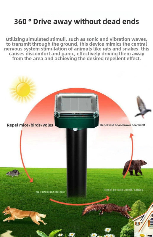 3PCS Solar Sonic Snake & Rodent Repeller Stakes - Mixed Set (Square, Round & Octagonal) - Outdoor Waterproof V888-ELOSUNG41776