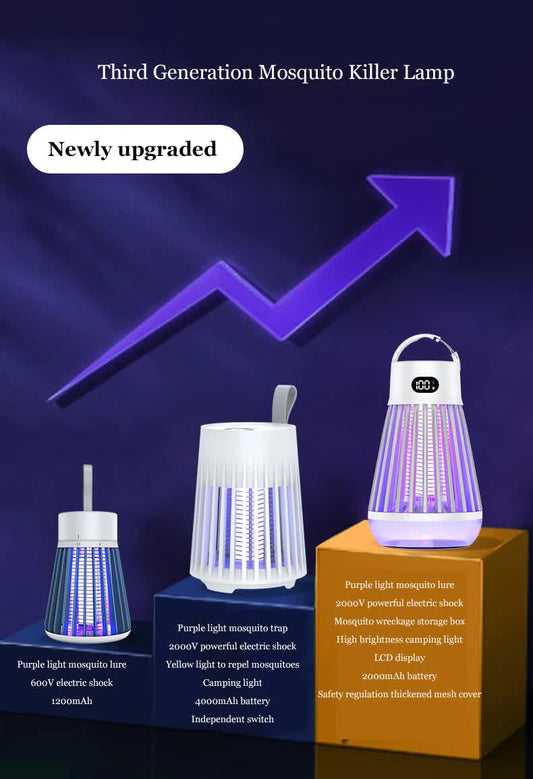 2-in-1 Rechargeable Mosquito Zapper & Camping Lantern - 2000V Electric Insect Killer with Smart Digital V888-ELOSUNG41781