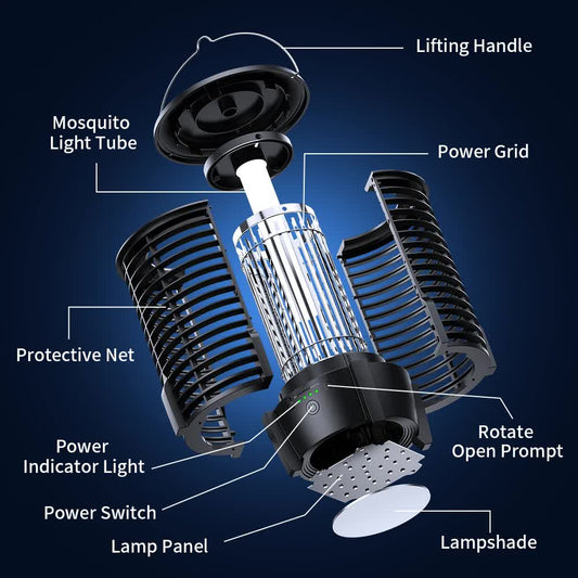 2-in-1 Rechargeable Mosquito Zapper & Camping Lantern - 3600mAh Battery - 2000V Electric Insect Killer with V888-ELOSUNG41782