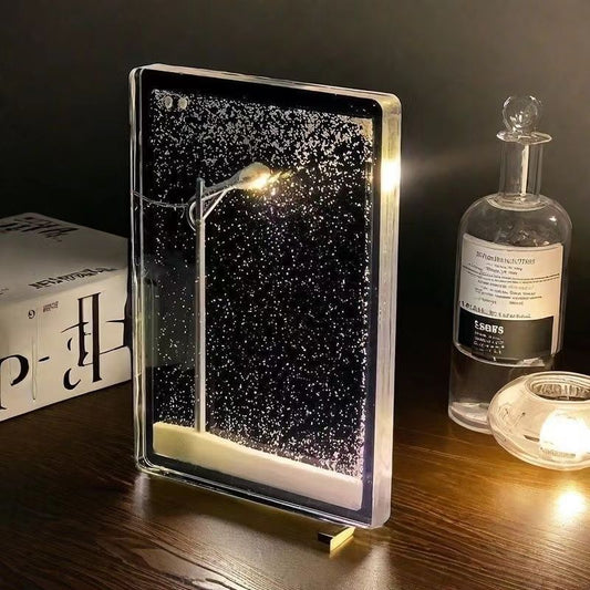 DIY Snowy Street Lamp Night Light Kit - Liquid Glitter Floating Snow Globe Effect - LED Acrylic Desk Display V888-ELOSUNG41785