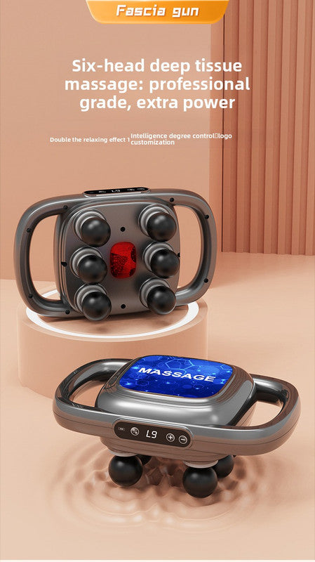 6-Head Deep Tissue Percussion Massager - Cordless Electric Muscle Gun with Red Light Therapy - 9 Speed Dual V888-ELOSUNG41804