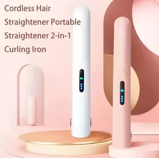 Cordless Mini Hair Straightener & Curler 2-in-1 - Portable USB Rechargeable Ceramic Flat Iron with 3 V888-ELOSUNG41810
