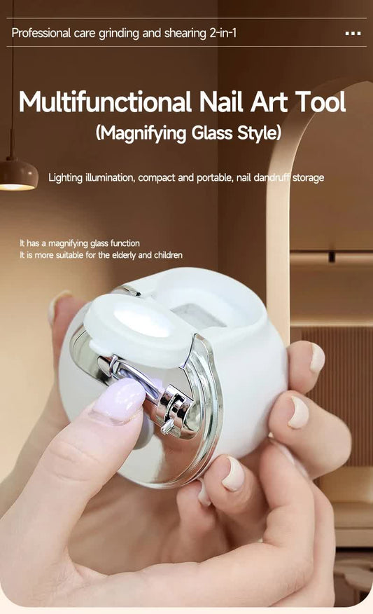 2-in-1 Electric Nail Clipper with Magnifying Glass & LED Light - Automatic Nail Trimmer & Polisher for V888-ELOSUNG41824