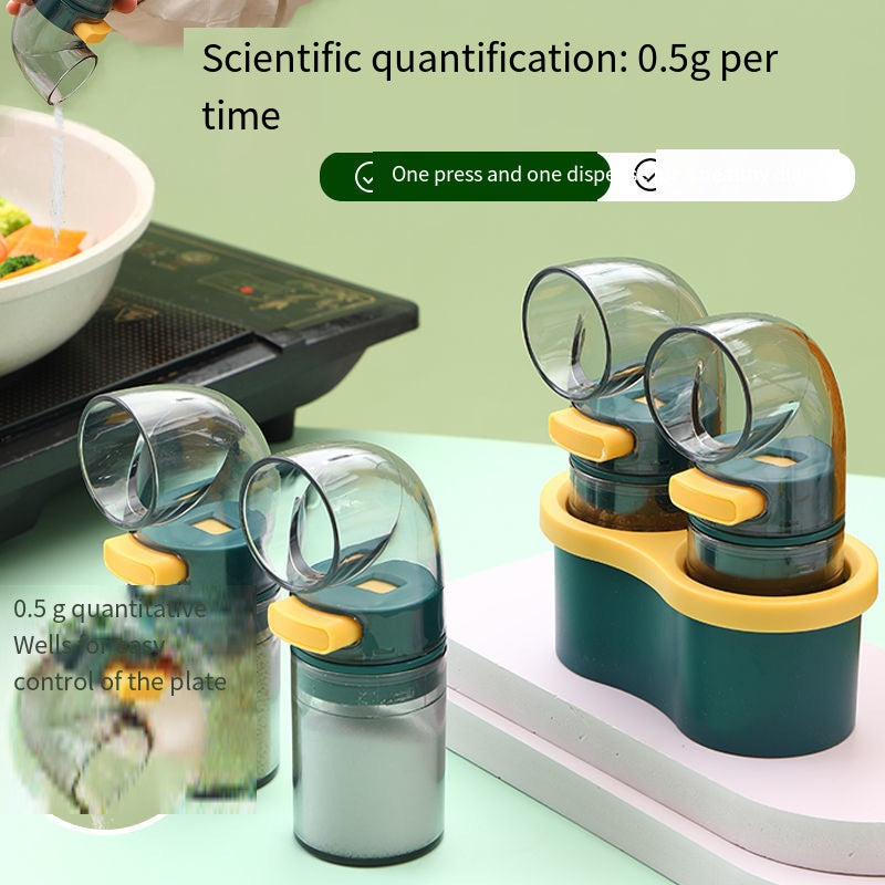 2 PCS Quantitative Salt & Spice Dispenser Set with Storage Base - 0.5g Precise Metering Shakers for Salt & V888-ELOSUNG41829