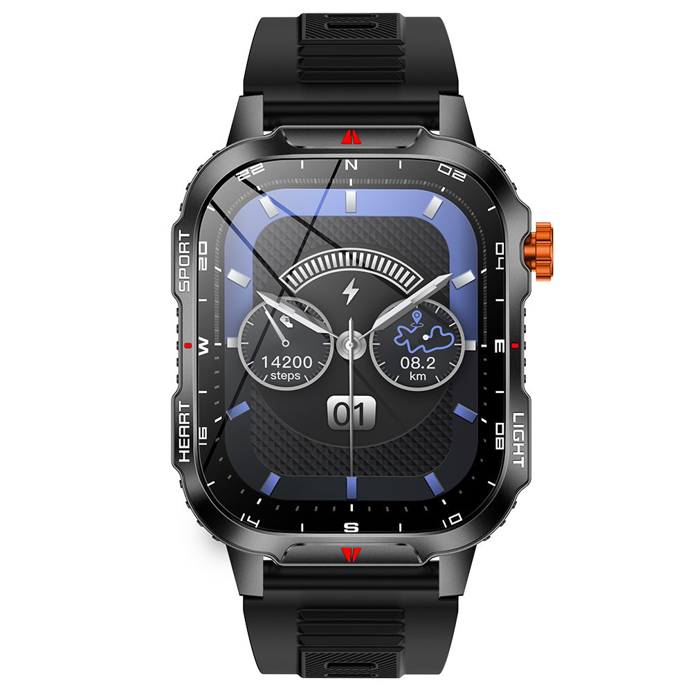 Rugged Outdoor Smart Watch for Men - 1100mAh Extra Long Battery with LED Flashlight & Compass - 2.01" HD V888-ELOSUNG41844