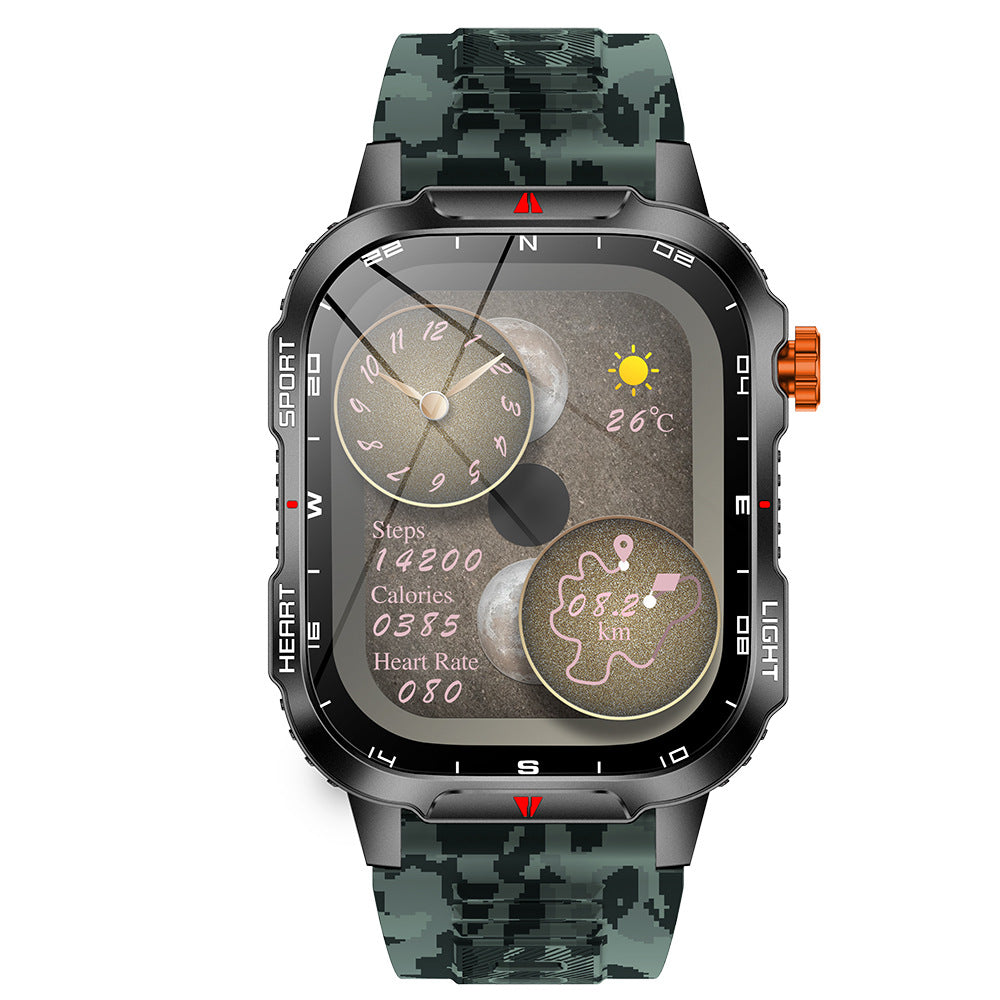 Rugged Outdoor Smart Watch for Men - 1100mAh Extra Long Battery with LED Flashlight & Compass - 2.01" HD V888-ELOSUNG41845