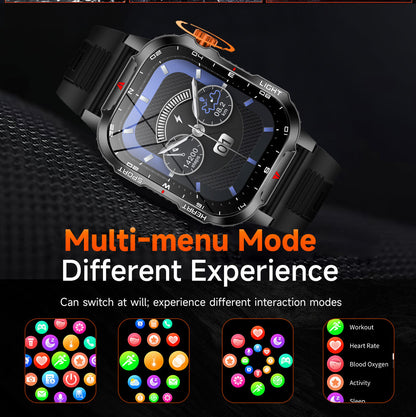 Rugged Outdoor Smart Watch for Men - 1100mAh Extra Long Battery with LED Flashlight & Compass - 2.01" HD V888-ELOSUNG41846