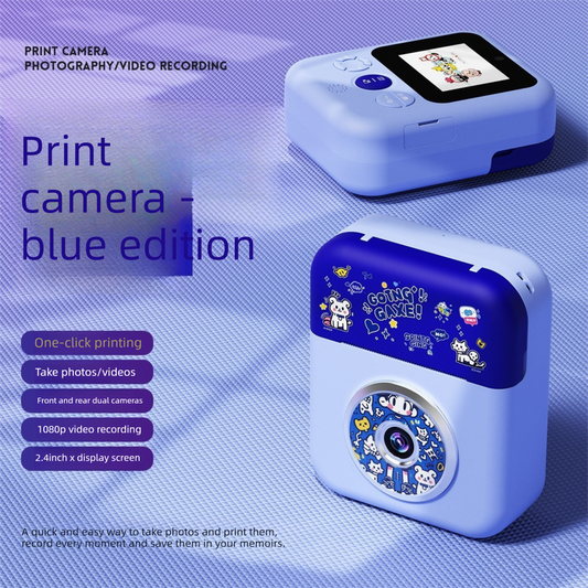 Kids Instant Print Camera with 3 Paper Rolls - Zero Ink Thermal Digital Camera & Video Recorder - 1080P Dual V888-ELOSUNG41850