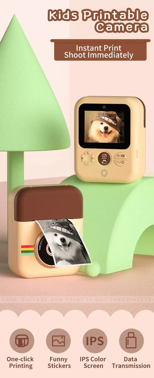 Kids Instant Print Camera with 32GB SD Card & 3 Paper Rolls - Retro Thermal Digital Camera & Video Recorder - V888-ELOSUNG41855