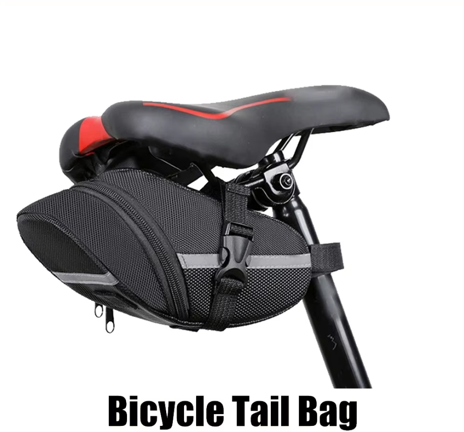 Bike Saddle Bag Under Seat Storage Pouch - Compact 600D Cycling Wedge Pack with Reflective Strip & Tail Light V888-ELOSUNG41856
