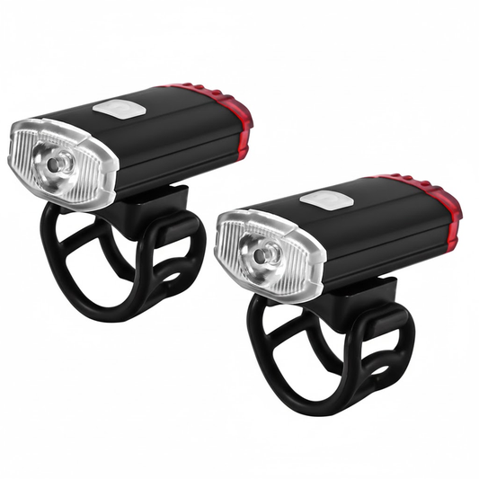 2 PCS USB Rechargeable Mini Bike Lights - Aluminium LED Front & Rear Safety Lamp Set - 150 Lumen High V888-ELOSUNG41858