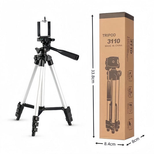 110cm Lightweight Camera & Phone Tripod Stand - Portable Aluminium Travel Tripod with 3-Way Head, Bubble V888-ELOSUNG41859
