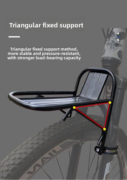 Universal Aluminium Bicycle Front Rack Carrier with Mounting Hose Clamps for MTB Fork Cargo Shelf Black V888-ELOSUNG41875