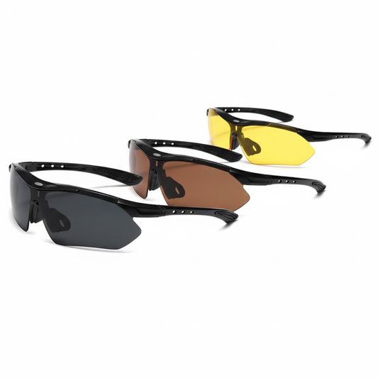 3 PCS Outdoor Cycling Sunglasses Sports Glasses Set Night Vision Yellow Brown Grey Lenses Running Fishing V888-ELOSUNG41877