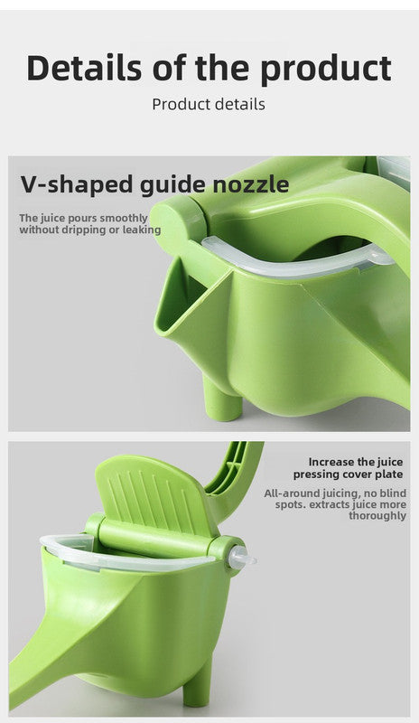 Manual Fruit Juicer Hand Press Citrus Squeezer Lemon Orange Lime Extractor Portable Food Grade PP Green Easy V888-ELOSUNG41886
