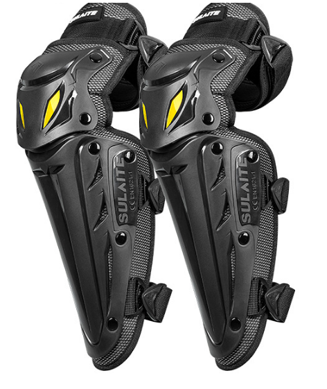 SULAITE CE Level 1 Certified Motorcycle Knee Pads Long Shin Guards Silver Hard Shell Armour Quick Release V888-ELOSUNG41896