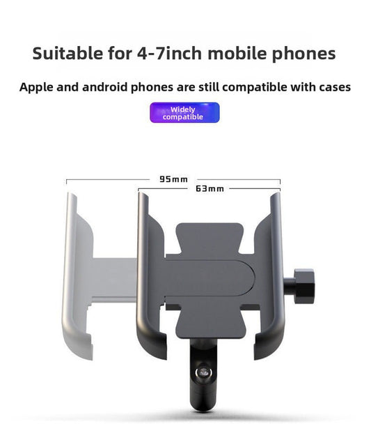 New M3 Aluminium Motorcycle Phone Holder Rearview Mirror Mount 360 Rotation Anti-Shake Metal Bracket for V888-ELOSUNG41904
