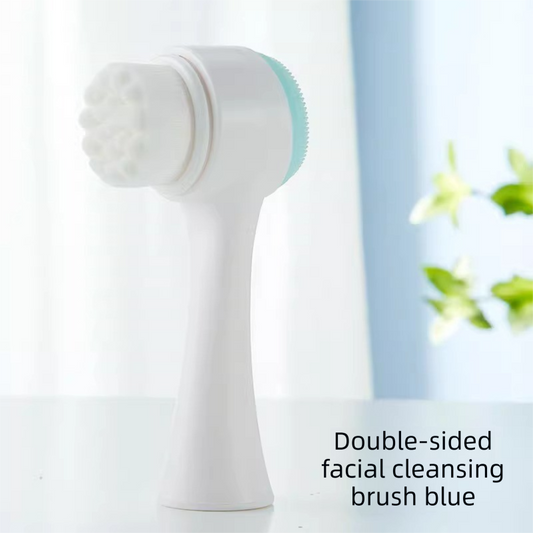 2-in-1 Dual Sided Facial Cleansing Brush Soft Microfiber & Silicone Scrubber Manual Face Washer Exfoliator V888-ELOSUNG41916