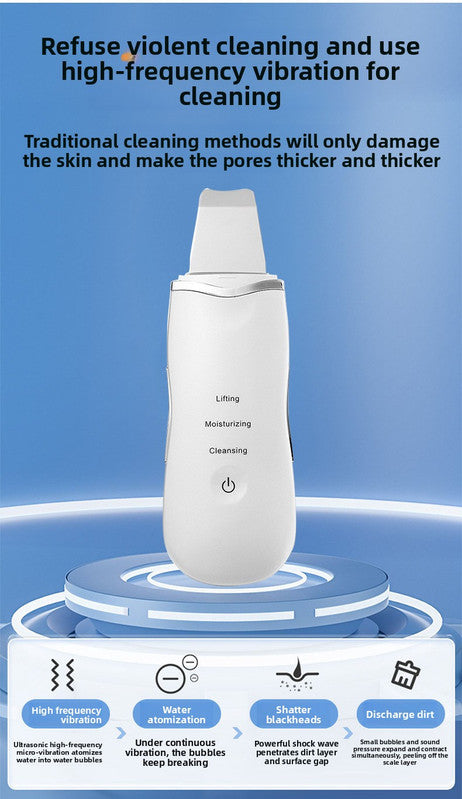 Ultrasonic Skin Scrubber Facial Spatula Blackhead Remover & Pore Cleaner with Ion EMS Lifting Mode V888-ELOSUNG41920