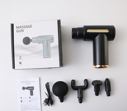 Mini Massage Gun Deep Tissue Percussion Muscle Massager Portable Handheld Quiet 6 Speeds 4 Heads Type-C V888-ELOSUNG41927
