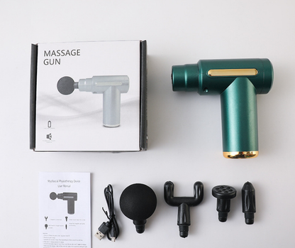 Mini Massage Gun Deep Tissue Percussion Muscle Massager Portable Handheld Quiet 6 Speeds 4 Heads Type-C V888-ELOSUNG41928