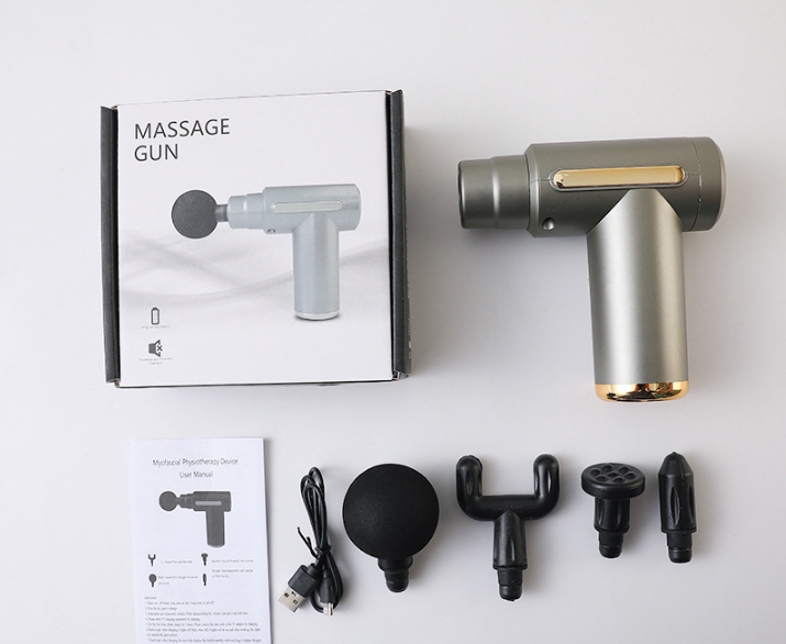 Mini Massage Gun Deep Tissue Percussion Muscle Massager Portable Handheld Quiet 6 Speeds 4 Heads Type-C V888-ELOSUNG41929