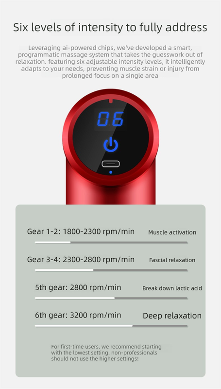 Mini Massage Gun Deep Tissue Percussion Muscle Massager Portable Handheld Quiet 6 Speeds 4 Heads Type-C V888-ELOSUNG41929
