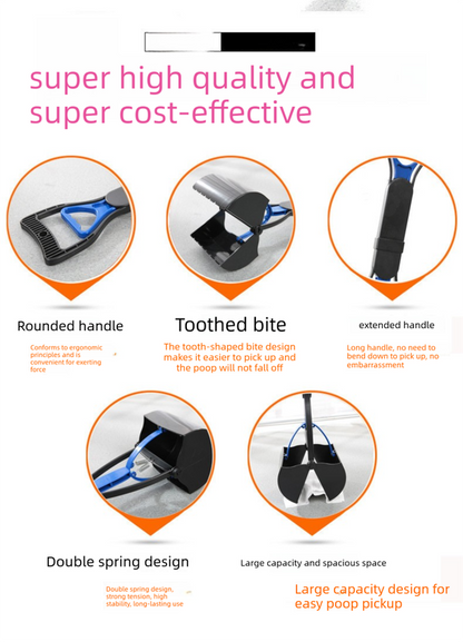 Medium Foldable Pet Pooper Scooper 45cm Portable Dog Waste Jaw Clamp with Bone Dispenser & 20 Bags Black V888-ELOSUNG41948