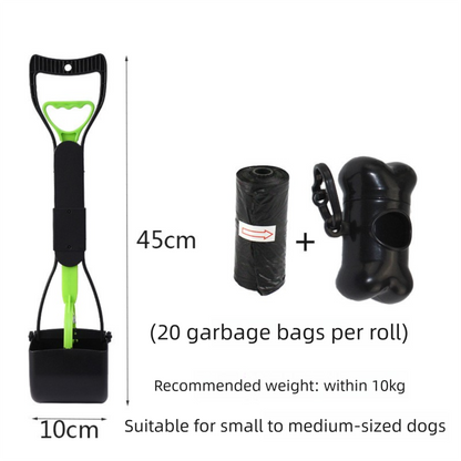 Medium Foldable Pet Pooper Scooper 45cm Portable Dog Waste Jaw Clamp with Bone Dispenser & 20 Bags Green V888-ELOSUNG41950
