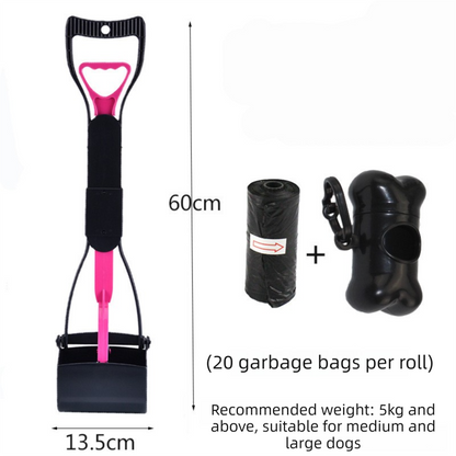 Large Foldable Pet Pooper Scooper 60cm Long Handle Dog Waste Picker Jaw Clamp with Bone Dispenser & Bags Pink V888-ELOSUNG41952