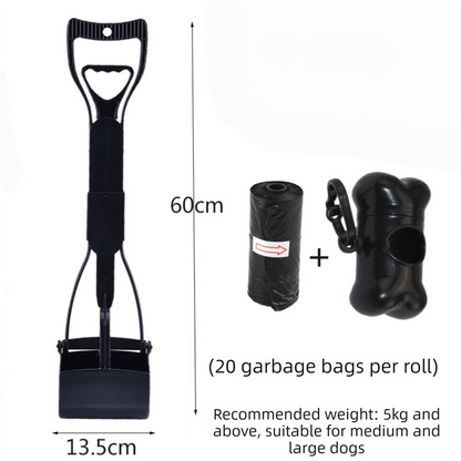 Large Foldable Pet Pooper Scooper 60cm Long Handle Dog Waste Picker Jaw Clamp with Bone Dispenser & Bags Black V888-ELOSUNG41953