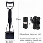 Large Foldable Pet Pooper Scooper 60cm Long Handle Dog Waste Picker Jaw Clamp with Bone Dispenser & Bags Black V888-ELOSUNG41953