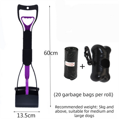 Large Foldable Pet Pooper Scooper 60cm Long Handle Dog Waste Picker Jaw Clamp with Bone Dispenser & Bags V888-ELOSUNG41954