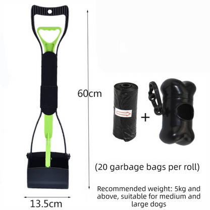 Large Foldable Pet Pooper Scooper 60cm Long Handle Dog Waste Picker Jaw Clamp with Bone Dispenser & Bags Green V888-ELOSUNG41955