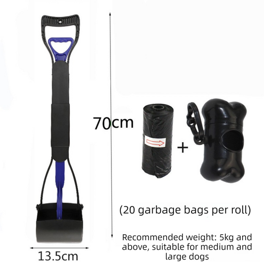 Extra Long 70cm Foldable Pet Pooper Scooper Heavy Duty Dog Waste Picker Jaw Clamp with Dispenser & Bags Blue V888-ELOSUNG41956