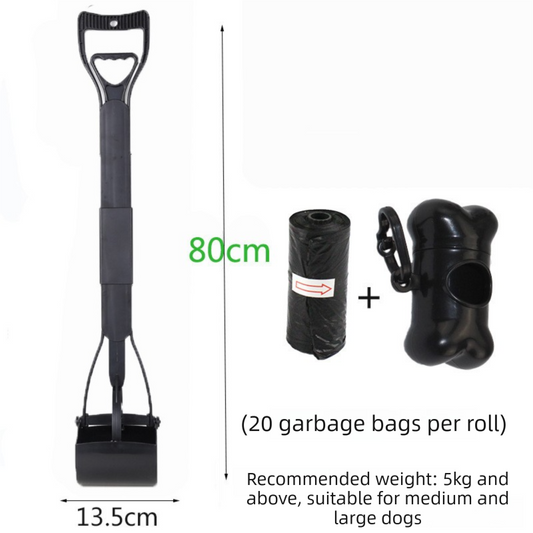 Super Long 80cm Foldable Pet Pooper Scooper Heavy Duty Dog Waste Picker No Bending Jaw Clamp with Dispenser & V888-ELOSUNG41959