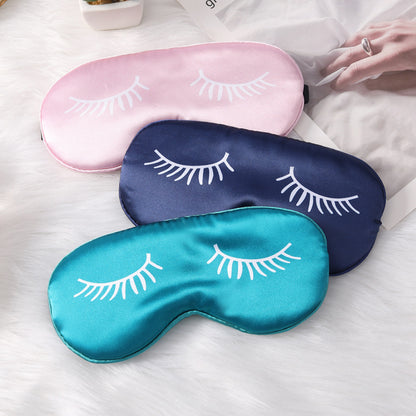 3 PCS Silky Satin Sleep Mask Set Cute Eyelash Design Soft Light Blocking Eye Cover with Adjustable Strap for V888-ELOSUNG41972